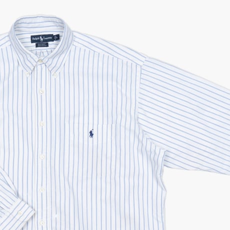 【USED】1990s Ralph Lauren : "BIG SHIRT" Oxford Stripe BD Shirt : L