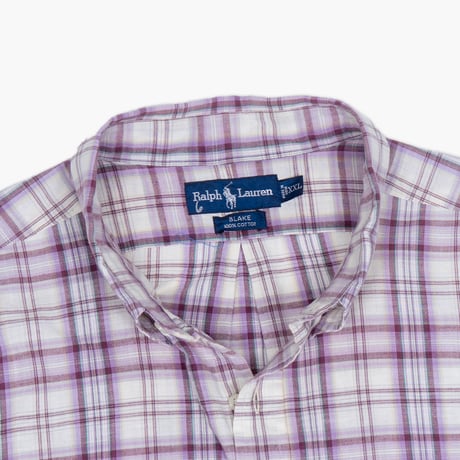 【USED】1990s-2000s Ralph Lauren : "BLAKE" Madras Plaid BD S/S Shirt : XXL