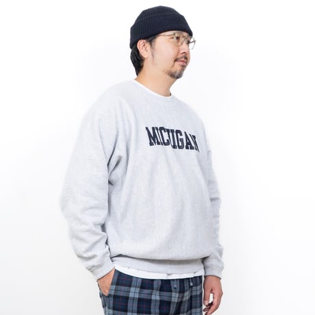 【USED】1990s Lee : "University of Michigan” Crew Sweatshirt (Made in USA) : XXL