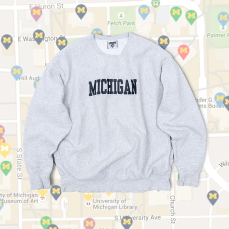 【USED】1990s Lee : "University of Michigan” Crew Sweatshirt (Made in USA) : XXL