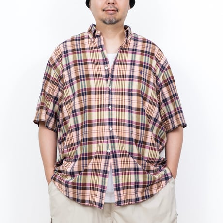 【USED】1990s-2000s Ralph Lauren : "BLAKE" Madras Plaid BD S/S Shirt : XXL