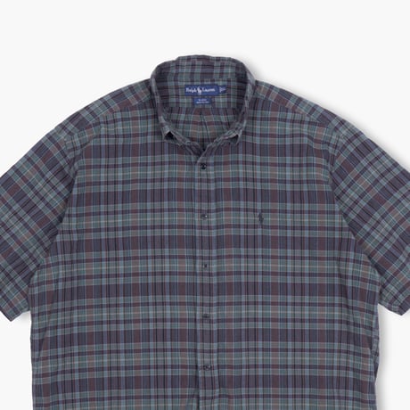 【USED】1990s-2000s Ralph Lauren : "BLAKE" Madras Plaid BD S/S Shirt : XL