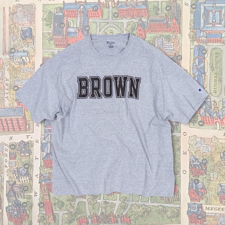 【USED】2010s-20s Champion USA : "BROWN UNIVERSITY" Brown Logo Crew T-Shirt : 3XL