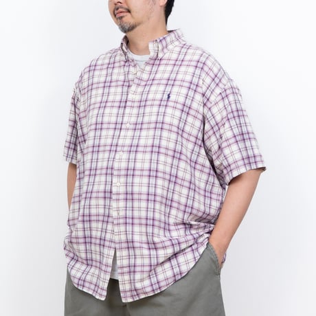 【USED】1990s-2000s Ralph Lauren : "BLAKE" Madras Plaid BD S/S Shirt : XXL