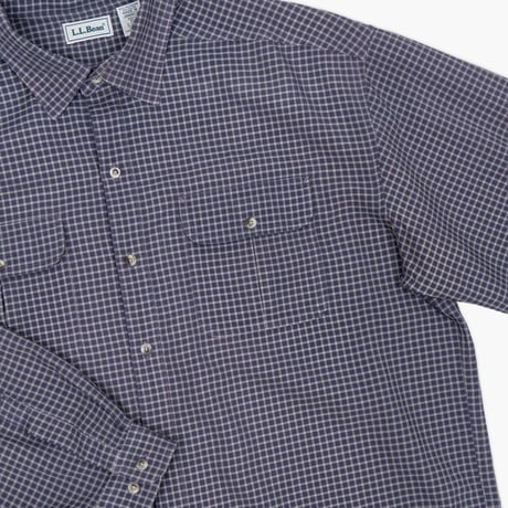 【USED】1990s L.L.Bean : Poly Nylon Poplin Plaid Field Regular Shirt : XL