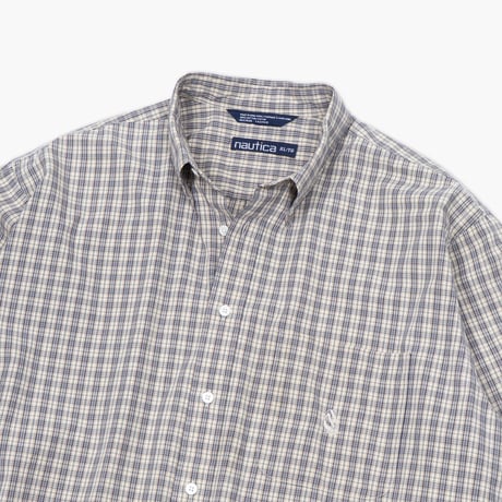 【USED】1990s nautica : Broad Plaid BD Shirt : XL