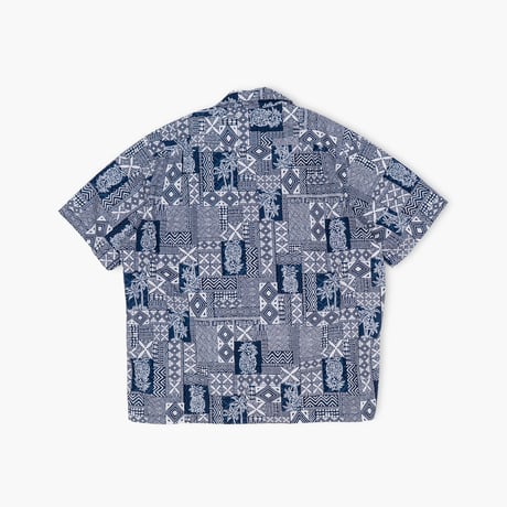 【USED】1990s Bishop St. apparel : Cotton Hawaiian Open Collar Shirt (Made in Hawaii) : XL