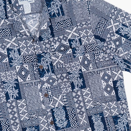 【USED】1990s Bishop St. apparel : Cotton Hawaiian Open Collar Shirt (Made in Hawaii) : XL
