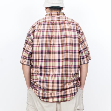 【USED】1990s-2000s Ralph Lauren : "BLAKE" Madras Plaid BD S/S Shirt : XXL