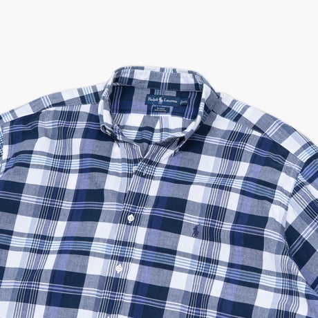 【USED】1990s-2000s Ralph Lauren : "BLAKE" Madras Plaid BD S/S Shirt : XXL