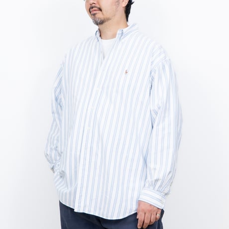 【USED】1990s-2000s Ralph Lauren : "BLAKE" Oxford Stripe BD Shirt : XXL