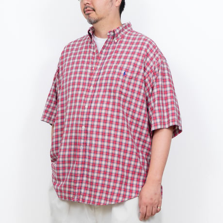 【USED】1990s-2000s Ralph Lauren : "BLAKE" Lightweight Twill Plaid BD S/S Shirt : XXL