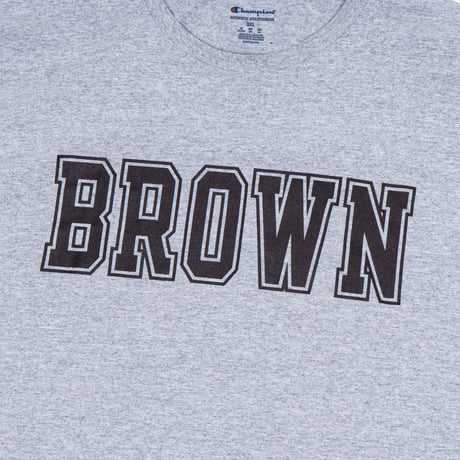 【USED】2010s-20s Champion USA : "BROWN UNIVERSITY" Brown Logo Crew T-Shirt : 3XL