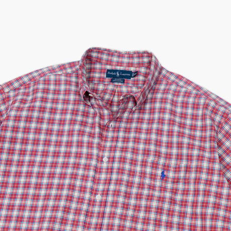 【USED】1990s-2000s Ralph Lauren : "BLAKE" Lightweight Twill Plaid BD S/S Shirt : XXL