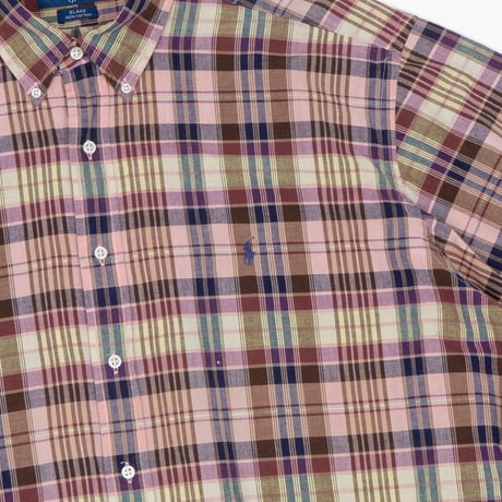 【USED】1990s-2000s Ralph Lauren : "BLAKE" Madras Plaid BD S/S Shirt : XXL