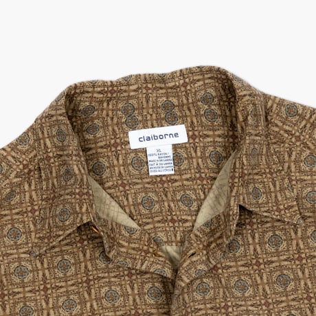 【USED】1990s-2000s claiborne : Rayon Pattern Regular Shirt : XL