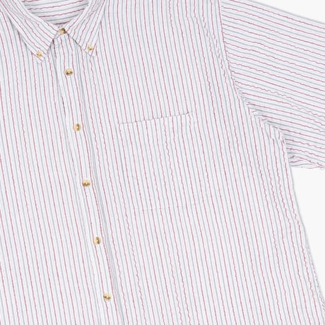 【USED】1990s-2000s Eddie Bauer : Seersucker Stripe BD S/S Shirt : XL