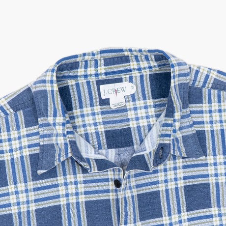 【USED】1990s J.Crew : Flannel Plaid Regular Shirt : XL