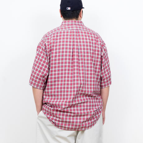 【USED】1990s-2000s Ralph Lauren : "BLAKE" Lightweight Twill Plaid BD S/S Shirt : XXL