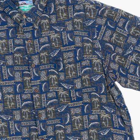 【USED】1980s REYN SPOONER : Rayon Hawaiian Regular Shirt (Made in Hawaii) : XL