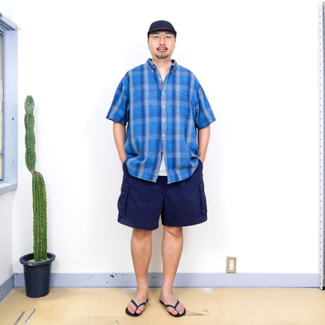 【USED】2000s BASIC EDITION : Twill Plaid BD S/S Shirt : 3XL