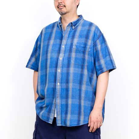 【USED】2000s BASIC EDITION : Twill Plaid BD S/S Shirt : 3XL
