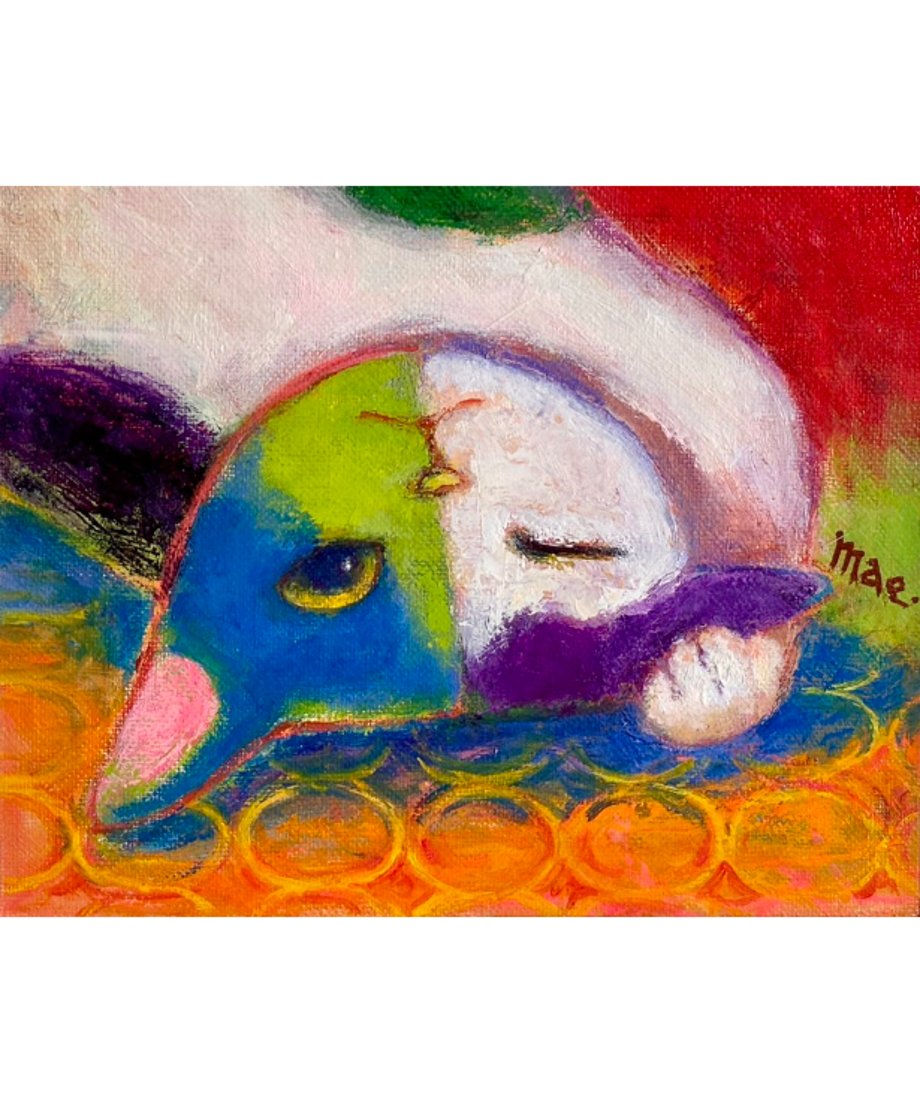 前川裕子「ごろん」猫を描いた油彩画