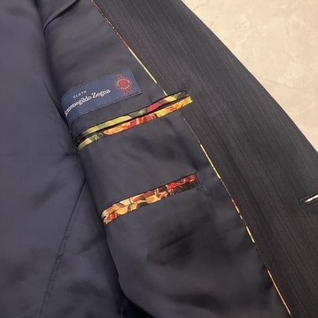 S46｜Paul Smith Collection×Zegna 2Bネイビーストライプスーツ(S) 定価135,000円 ポールスミス