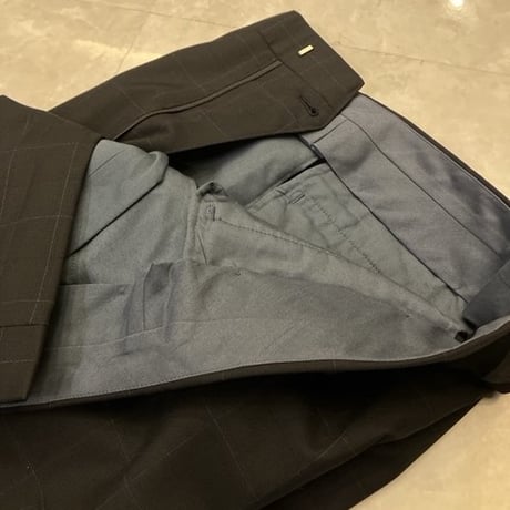 M90｜BURBERRY LONDON 段返り3Bダークグレーウインドウペンスーツ(A5) 定価18万 バーバリー