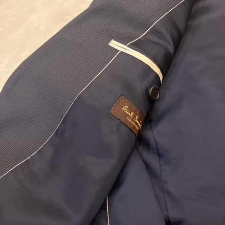 S45｜Paul Smith Collection×Zegna 2Bネイビーピンストライプスーツ(S) 定価135,000円 ポールスミス