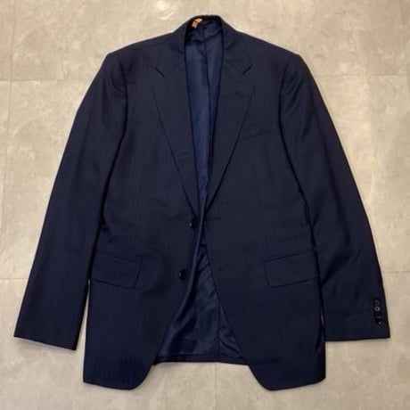 XL176.5｜TOMORROWLAND PILGRIM✕CARLO BARBERA 2Bネイビーシャドーストライプスーツ(50) 定価132,000円 トゥモローランド