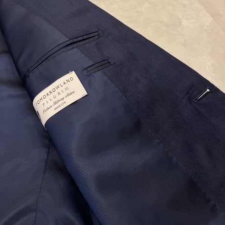 XL176.5｜TOMORROWLAND PILGRIM✕CARLO BARBERA 2Bネイビーシャドーストライプスーツ(50) 定価132,000円 トゥモローランド
