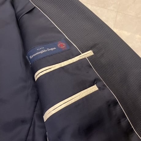 S45｜Paul Smith Collection×Zegna 2Bネイビーピンストライプスーツ(S) 定価135,000円 ポールスミス