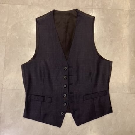 S43｜Paul Smith SOHO×CANONICO 2Bネイビーグレーチェック3ピーススーツ(S) 定価155,000円 ポールスミス