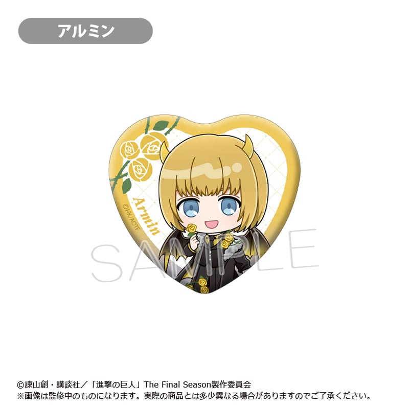 進撃の巨人 ミニキャラハート缶バッジ DEVIL Ver. | TAPIOCA online
