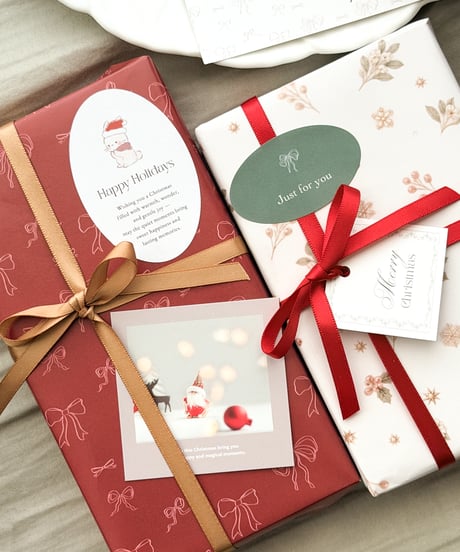 🎀🎄 oval wrapping sticker 80P