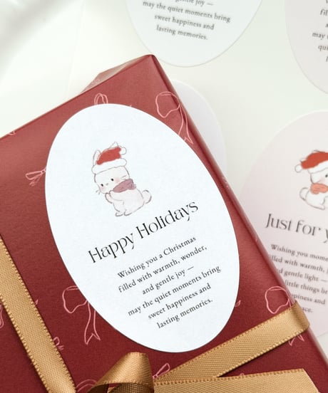 🐰🎄 oval wrapping sticker 45P