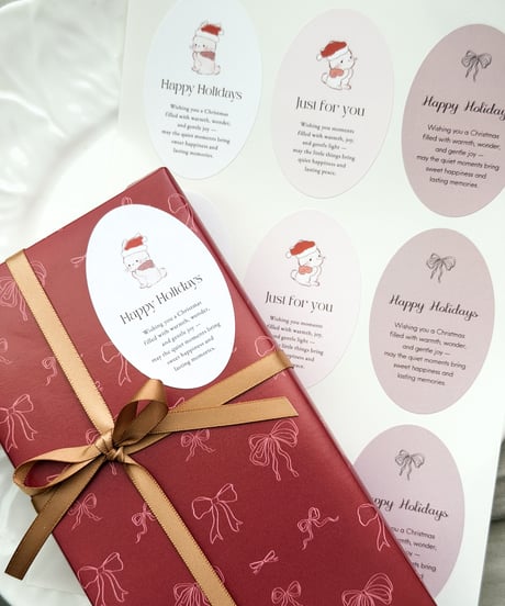 🐰🎄 oval wrapping sticker 45P