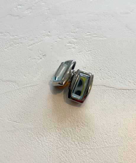 スクエアクリスタルイヤリング／vintage accessory
