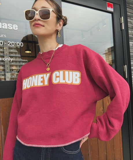 Hanes HEAVYWEIGHT  『しゅーオリジナルプリントHONEY CLUB』えんじsweat