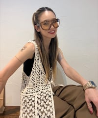 クロシェ編みロング ジレ