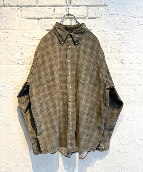 L.L.Beanチェック柄コーデュロイシャツ