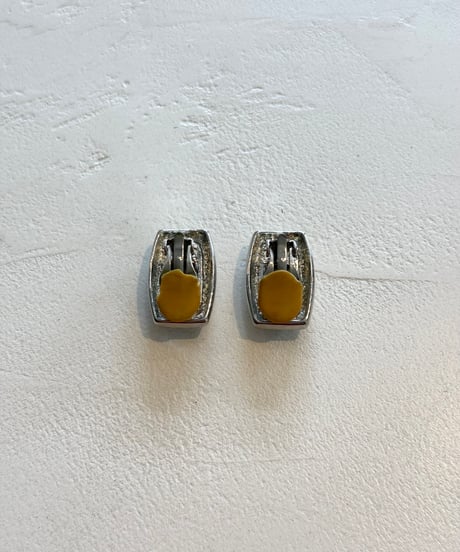 スクエアクリスタルイヤリング／vintage accessory