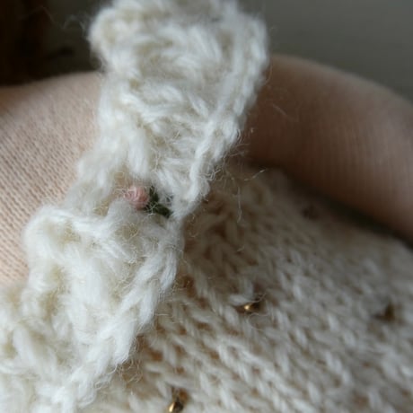 doll clothes （knit×beads）Sサイズ　帽子付き