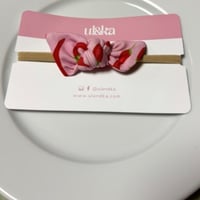 BOW RUBBER HEADBAND CHILI PEPPER リボン ヘッドバンド 唐辛子柄 ピンク色 Fサイズ 1004-S26-CHILIPEPPER