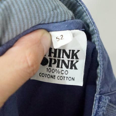 "THINK PINK" Multi pockets Cotton Wide pants