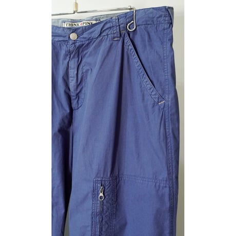 "THINK PINK" Multi pockets Cotton Wide pants