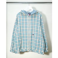 90s "TOMMY HILFIGER" Check pattern Zip up Hooded Jacket