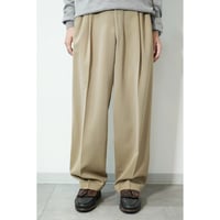 "MONSEIR by GEVENCHY" 3 tuck wide Slacks Wool gabardine