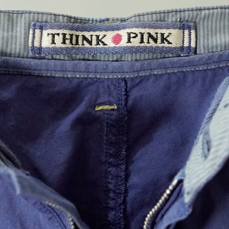"THINK PINK" Multi pockets Cotton Wide pants